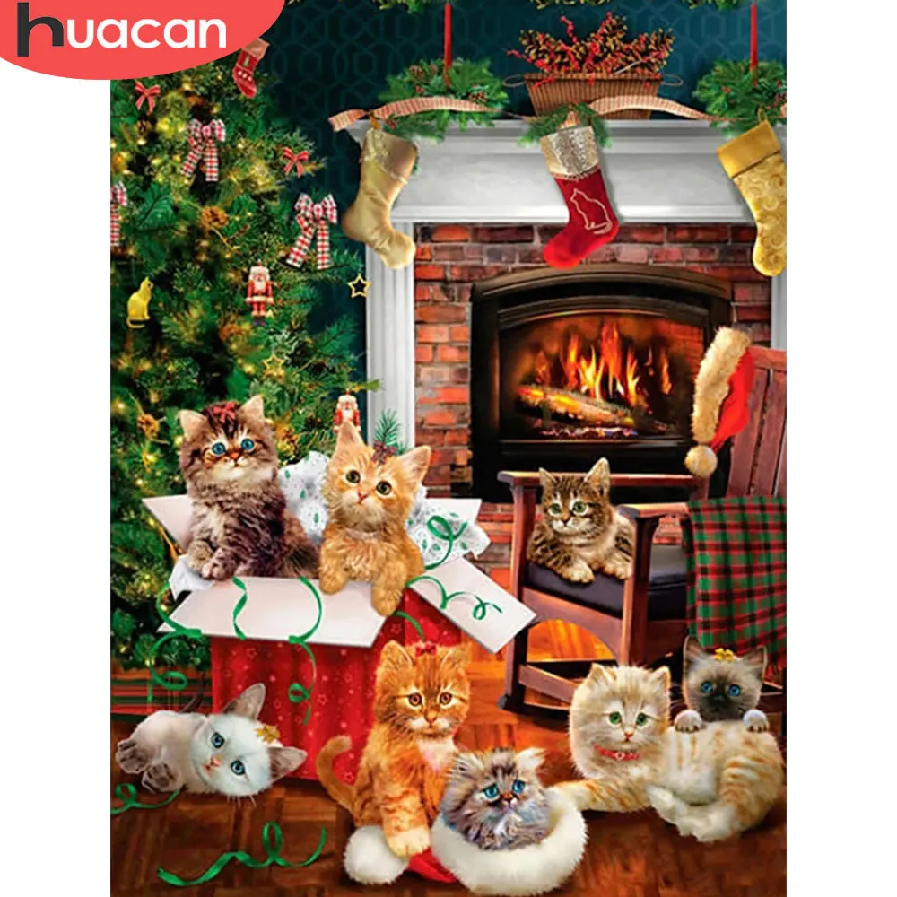 

Квадратная/круглая Алмазная 5D Вышивка HUACAN с рисунком животного