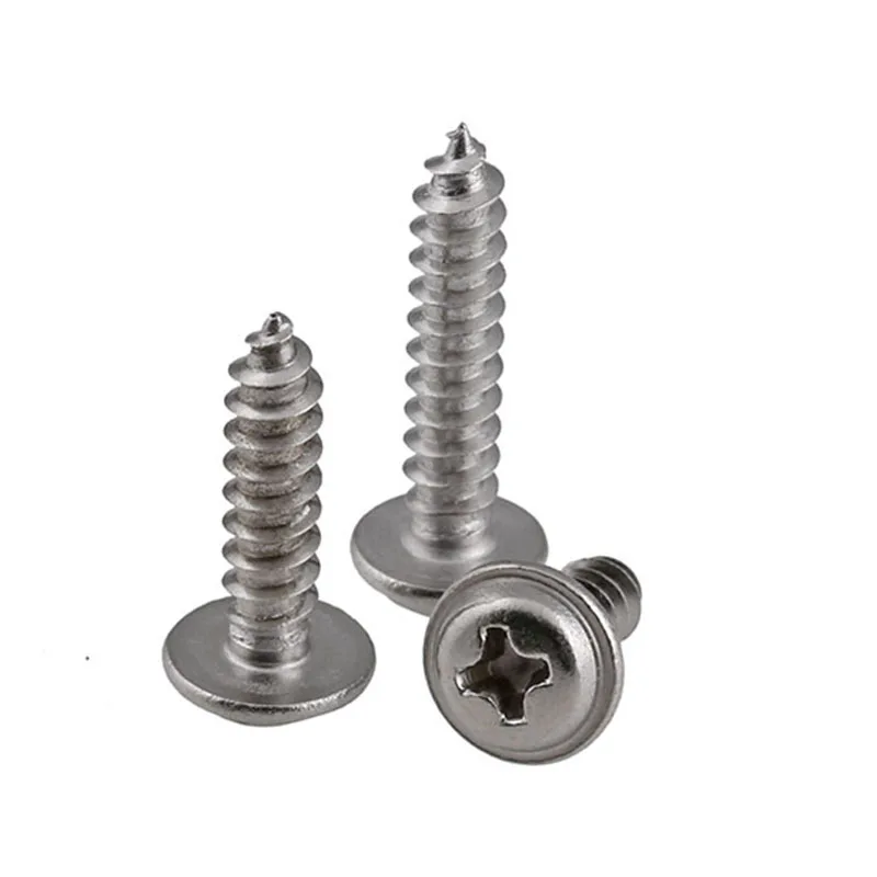 

Cross Round Head With Pan Self Tpping Screws PWA 304 Stainless Steel Philip's Pan Headv with Gasket Wood Screw M2M3 20pcs