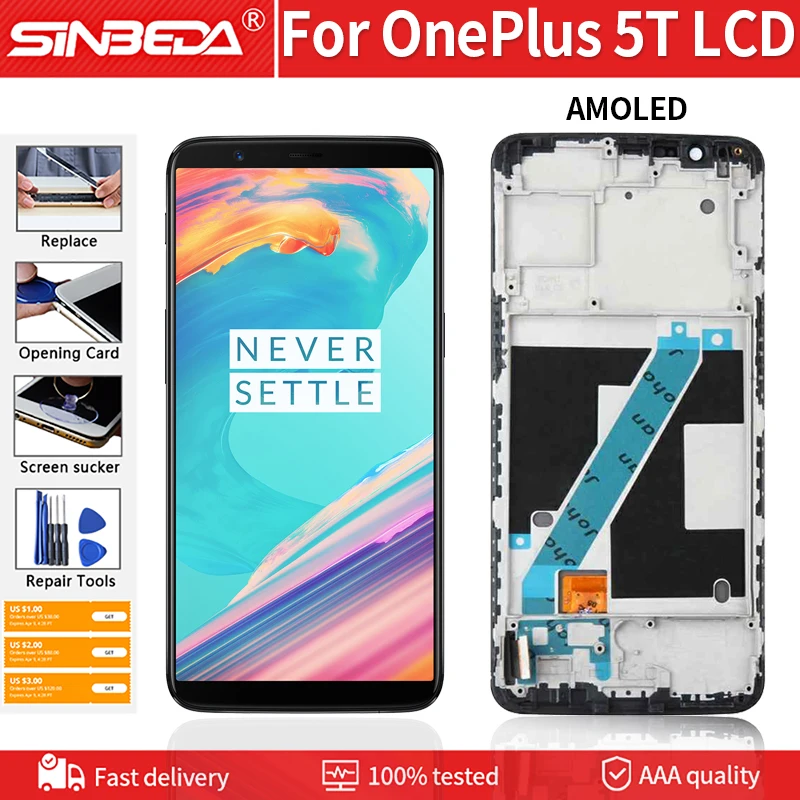 Оригинальный AMOLED дисплей 6 01 дюйма для Oneplus 5T 1 + A5010 сенсорный ЖК с рамкой сменный