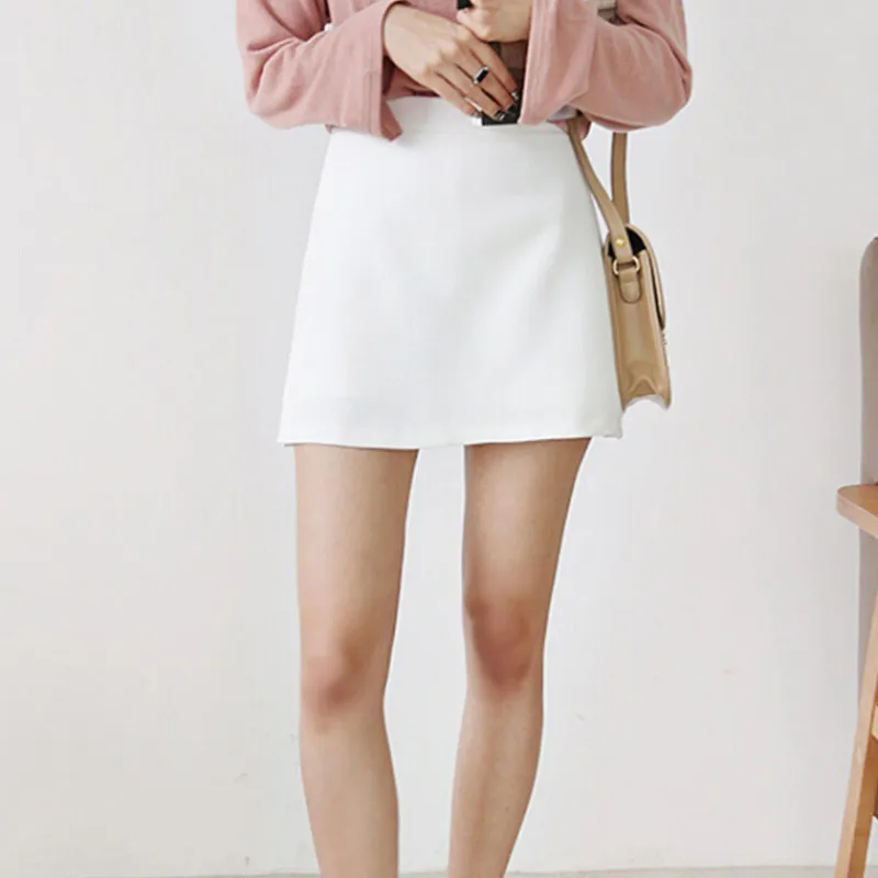 

Женская юбка-шорты с разрезом, Однотонная юбка с высокой талией и молнией, шорты из двух предметов в стиле Харадзюку, лето 2020