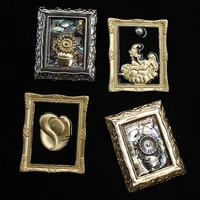 new retro baroque van gogh oil painting picasso oil painting brooch shell ceramic high level cold wind lady accessories wholesal