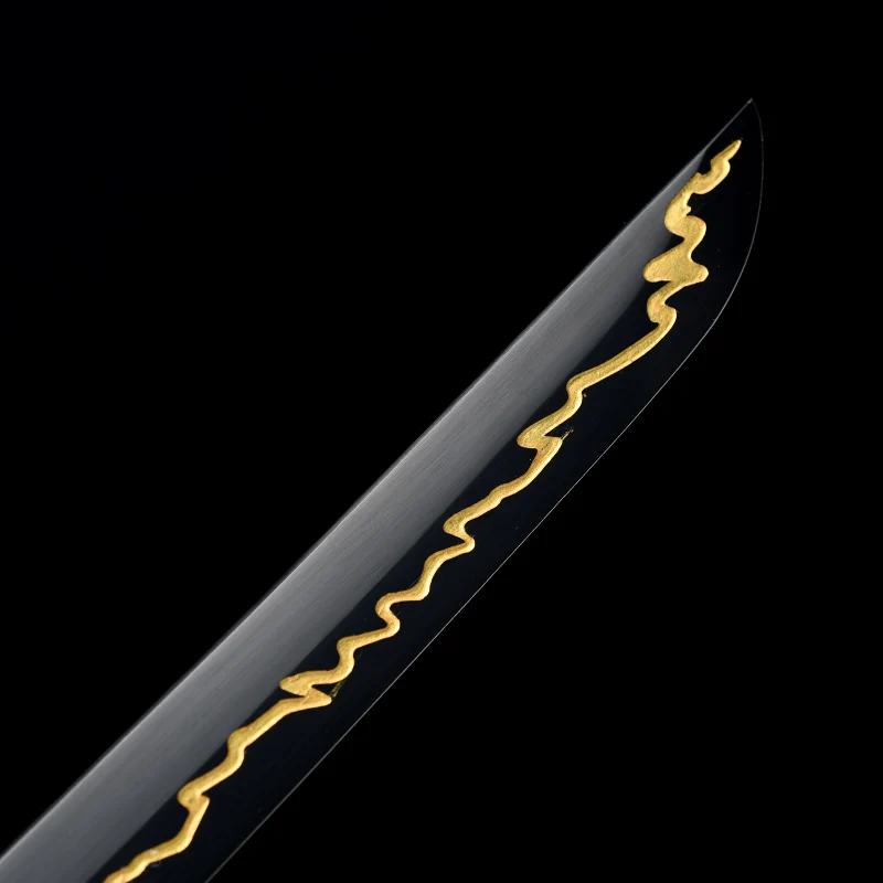 

Katana Real Japanese Sword Hand Forging T10 Steel Full Tang Black Blade Iron Tsuba Sharp Samurai Sword Home Decor