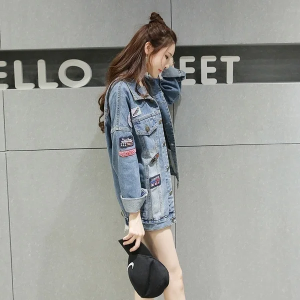 Новинка женская джинсовая куртка Bf Wind Осень зима 2017 винтажное свободное женское