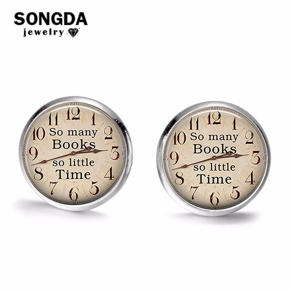 Винтажные серьги-гвоздики SONGDA в стиле стимпанк с принтом старых часов так много