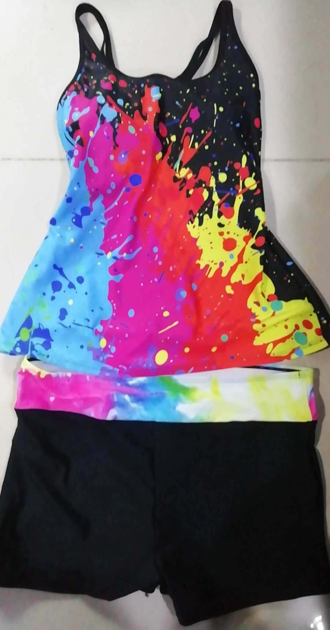 

Sexy Swimsuit 2021 Womens Multi Color Tie-Dye Print Set Two Piece Swimdress and Panty Swimsuits Bikini set Bandeau Biquini