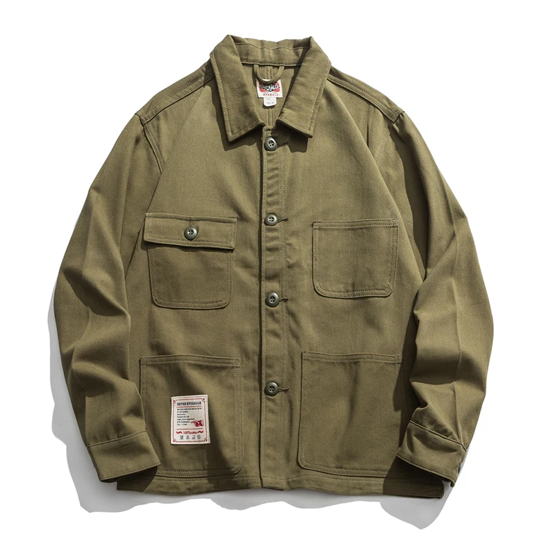 

Mens Jackets Men's Multi-pocket Vintage Safari Style Jacket Coat American Casual Cotton Retro Overalls Jacket Male Outerwear