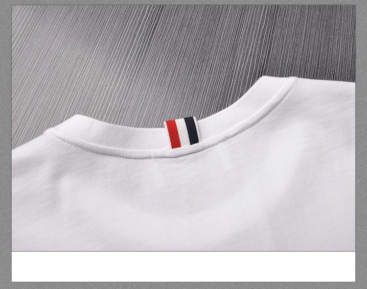 

2021 Fashion TB THOM Brand T-Shirt Men Women Short Casual Clothing Solid Summer White O-neck 100% Cotton T Shirts