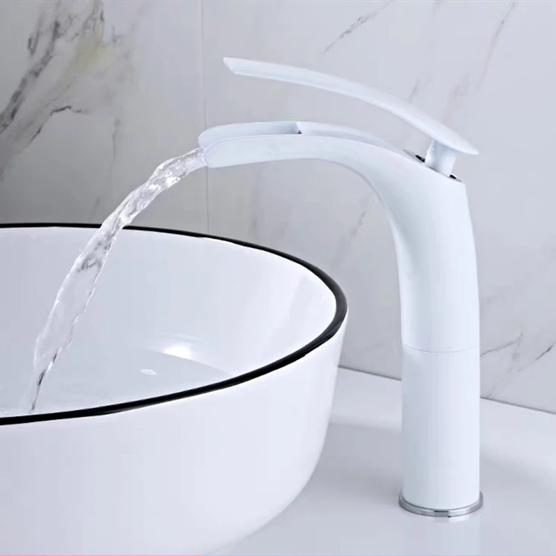 WZLY Bathroom Basin Faucets White Brass Open Type Waterfall Mixer Tap Cold Hot Water Sink torneiras do banheiro | Обустройство дома