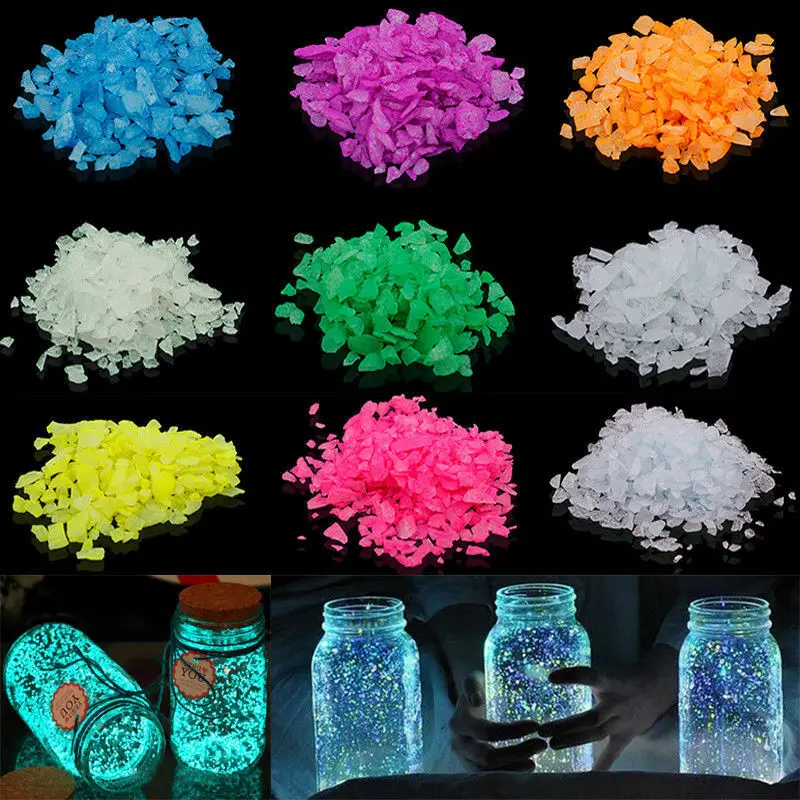 Красочные светится в темноте декоративный орнамент песок световой галька