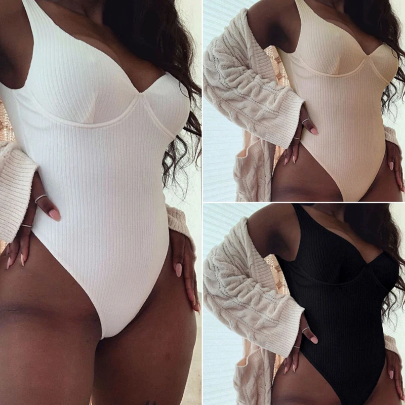 Белый цельный купальник в рубчик с высокой талией сексуальный женский монокини