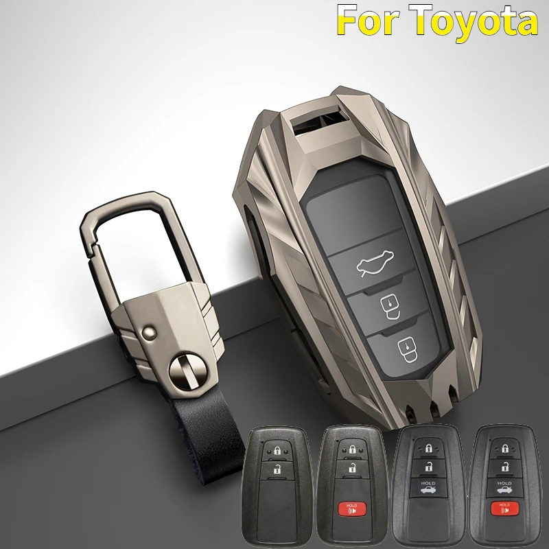 วัสดุสังกะสีอัลลอยด์รถ Key Case สำหรับ Toyota Prius Camry Corolla C-HR CHR RAV4 Prado 2018อุปกรณ์เสริมพวงกุญแจครอบคลุม