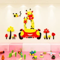 creative ins driver giraffe childrens room bedroom diy living room tv background mirror brick wall 3d acrylic wall sticker