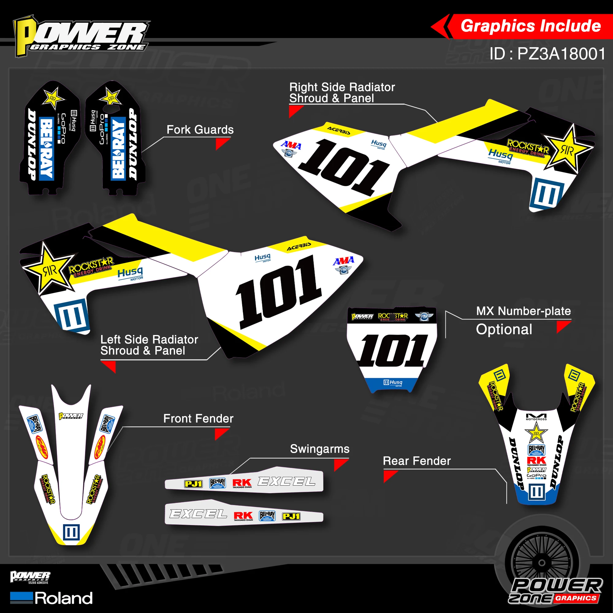 PowerZone Custom Team Graphics Decals Stickers Kit For Husqvarna Decal TC 85 2018 2019 2020 01 | Автомобили и мотоциклы