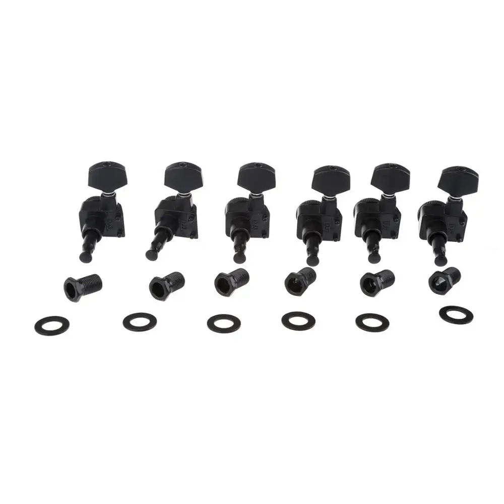 Musiclily Pro 6-in-line 2-pins Guitar Locking Tuners Machine Heads Tuning Pegs Keys Set for Fender Strat/Tele Black | Спорт и