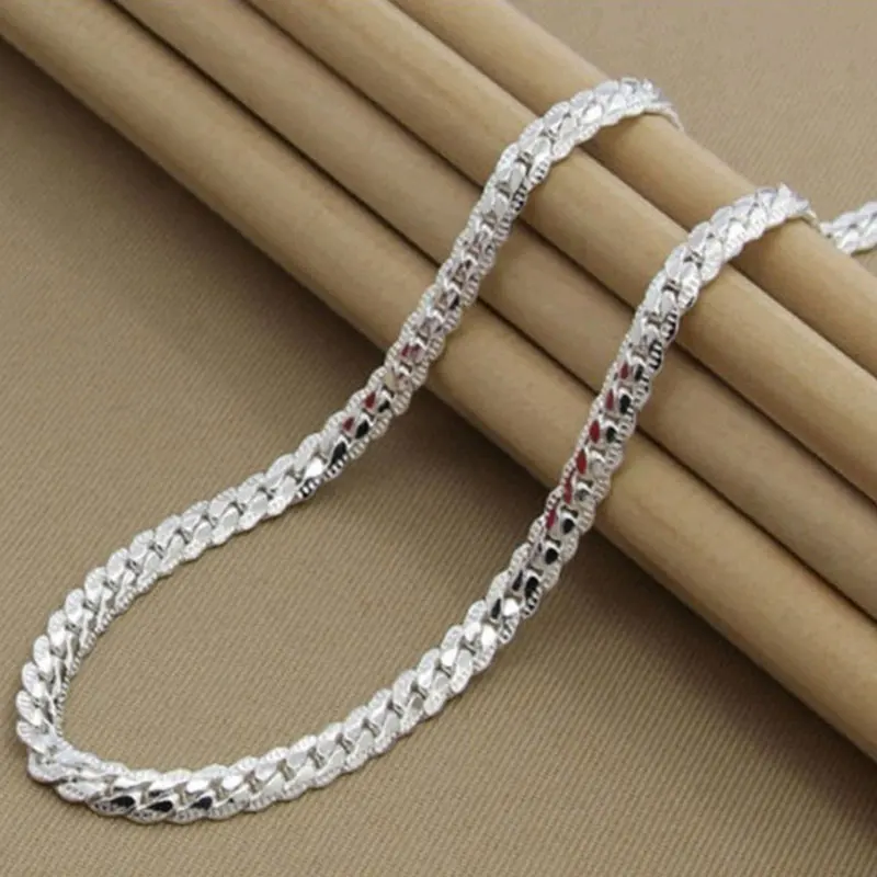 

New 5 MM Wide Male Choker Personality Necklace Men's Jewelry Blade Chain 20 Inch Length Solid Color Simple All-match Necklace