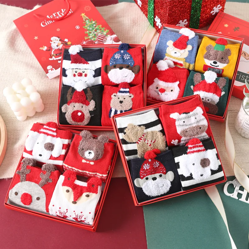 Christmas Stockings Boxed Cartoon Stockings Gift Box Crew Women's Cotton Stockings Women's Christmas Sock Women