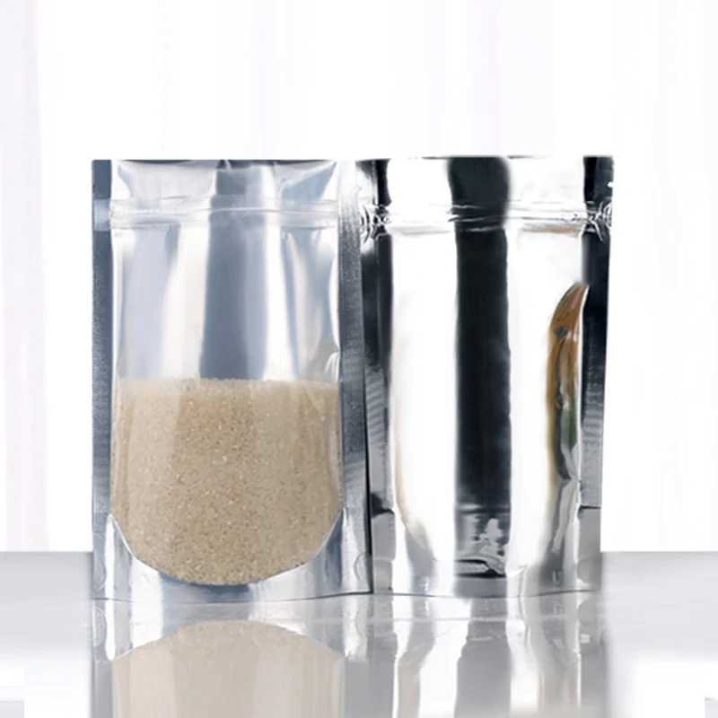 Прозрачный Алюминий Фольга Сумка стойка посылка сумочки серебристой расцветки