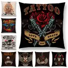 Парусный корабль мотоцикл пистолет Орел Гитара Череп Якорь Акула серфинг олень панк ретро рок хорошая наволочка для диванной подушки Чехол