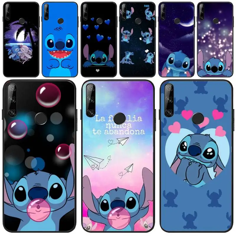 Мультяшный Стич чехол черный мягкий для телефона Huawei Y5 Y6 Y7 Y9 Prime Pro II 2019 Honor 8 8X 9 lite
