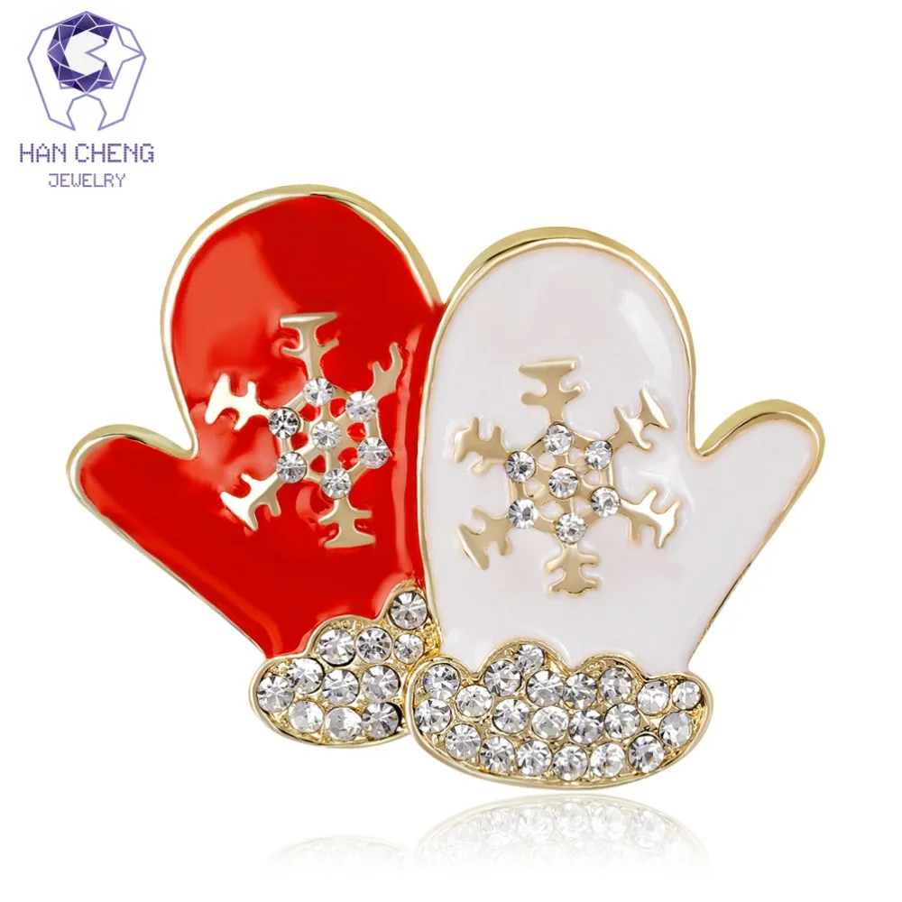 Han Cheng Модные новогодние перчатки глазурь золотые стразы драгоценный камень