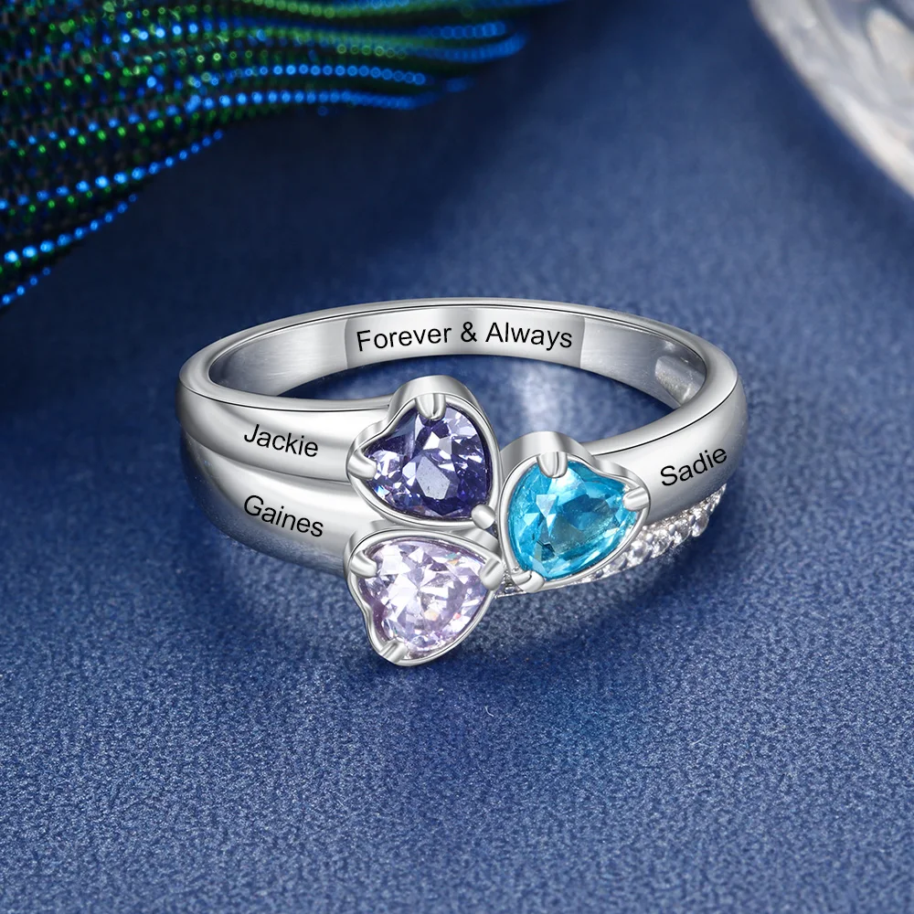 Персонализированные 925 пробы серебро камень талисман в форме сердца кольцо