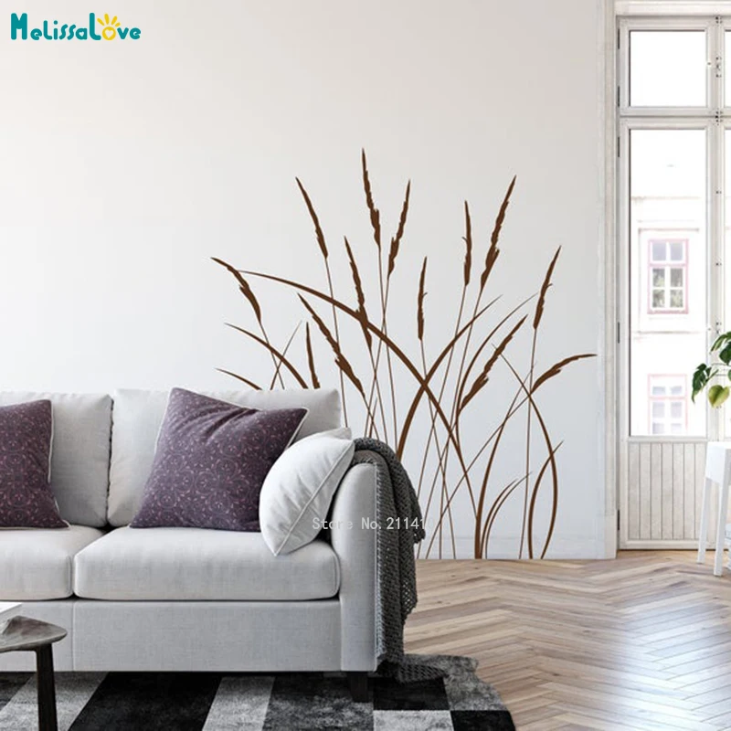 Reed Grass Wall Decal Warm Home Outdoor Natural Environment Stickers Art Designs Dried Lake House Décor YT6208
