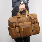 Портфель мужской из воловьей кожи в стиле ретро, мессенджер из натуральной кожи для ноутбука 14 дюймов, деловая сумка, тоут, чемоданчик для работы