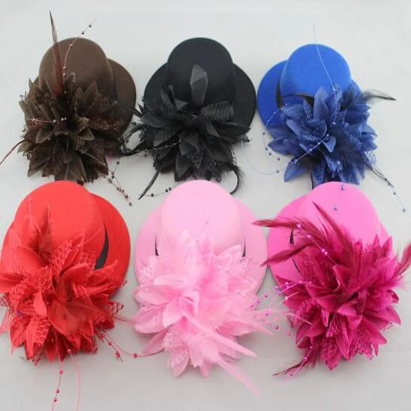 

Elegant Lace Veil Flower Feather Hair Clips Women Lady Top Hat pins For Bridal Wedding Party Headwear Christmas