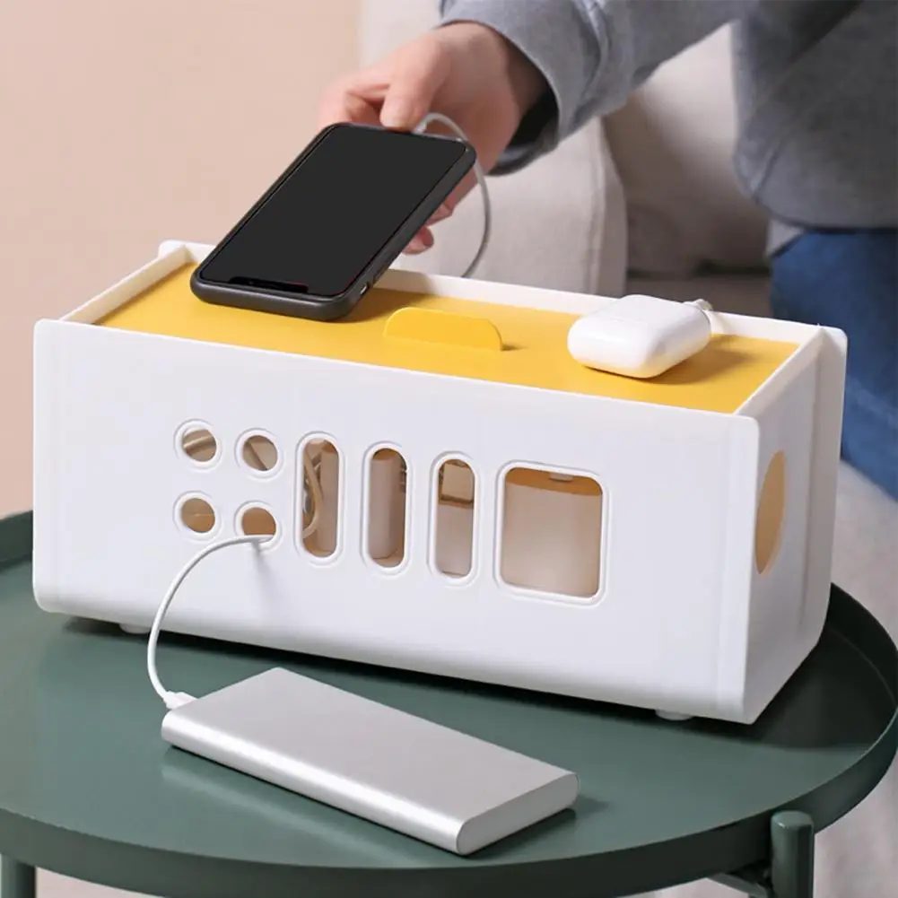 

Cable Storage Box Charger Wire Management Dust-Proof Plastic Outlet Cord Socket Organizer Network Line Storage Rack