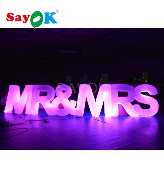 1,2 m H x 6,17 m L надувные буквы MR& MRS с светодиодный подсветкой на День святого Валентина, свадебные юбилейные праздничные украшения