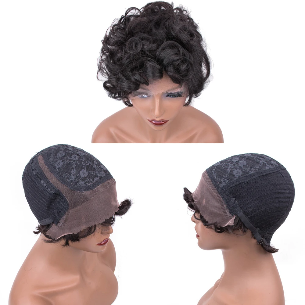 Парики из натуральных волос на кружеве Pixie Cut Bob парики фронтальной части