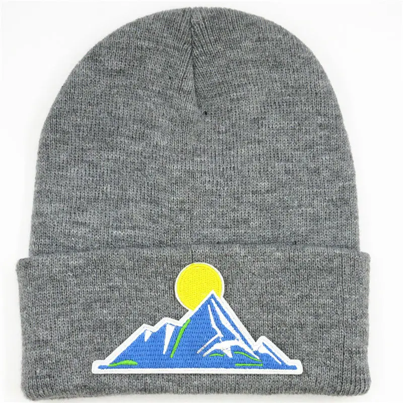 

Хлопковая утепленная вязаная шапка с вышивкой айсберга, зимняя теплая шапка, шапочки, Шапка-бини для детей, мужчин и женщин, 387