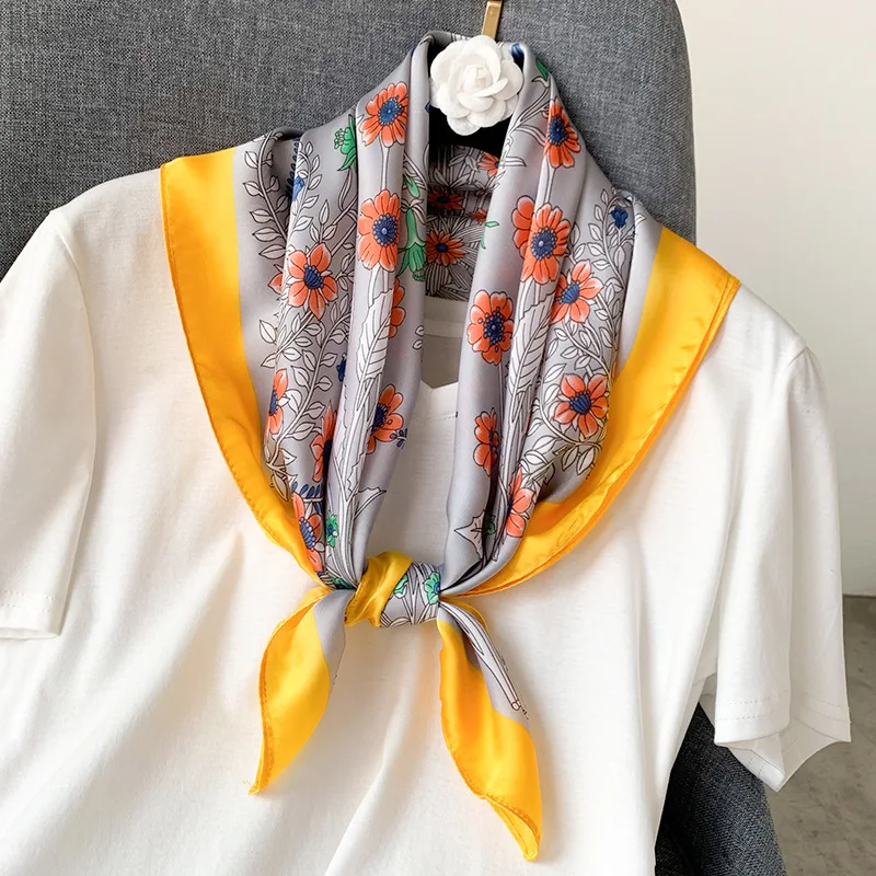 

2020 Brand Women Scarf Fashion Foulard Print Silk Scarves Square Handkerchief Neck Hair Scarfs 70*70cm Bandana Cachecol Hijab