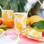 1 Набор лимон Гавайская летняя посуда в гавайском стиле тарелкасоломинкачашкивоздушные шары фрукты тематический Декор для вечеринки сделай сам Товары для дня рождения