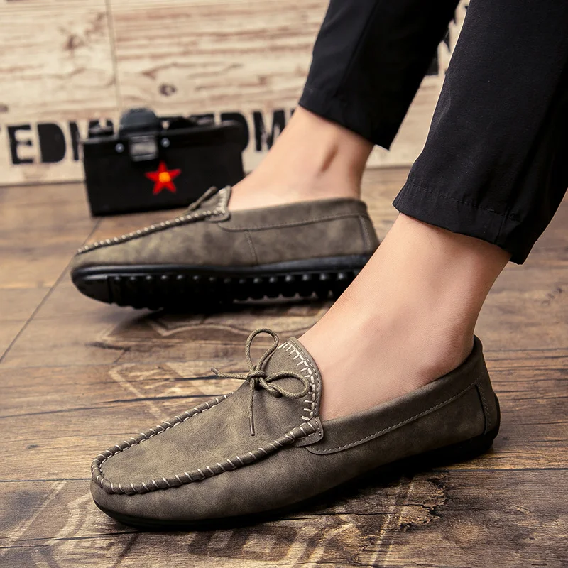 Мужские повседневные кожаные туфли дышащие мокасины для вождения в итальянском