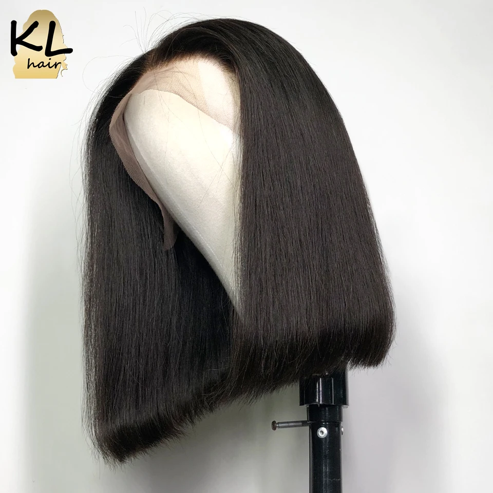 Прямые волосы боб парики из человеческих волос на сетке спереди для черных