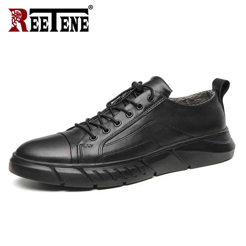 Уличная Повседневная мужская обувь REETENE модная кожаная повседневная