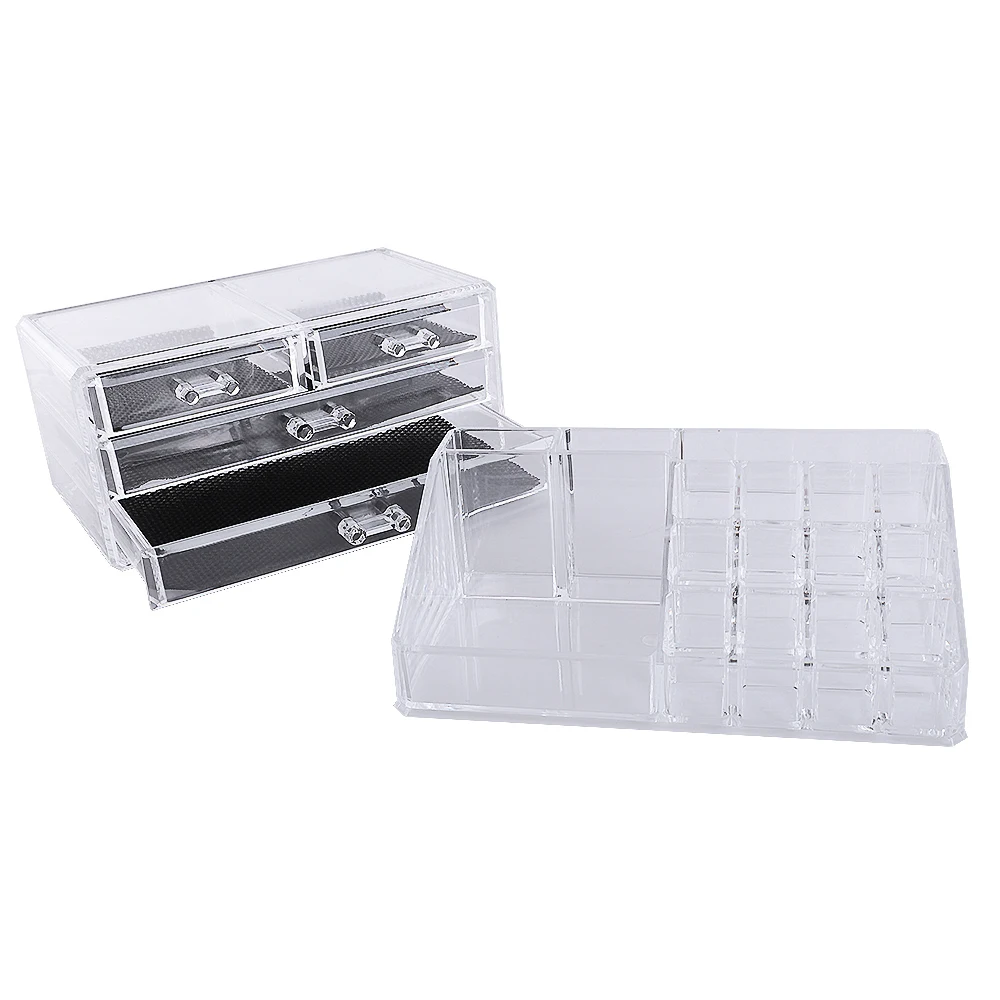 

[US-W]Multi-check & 4 Drawers Integrated Acrylic Makeup Case Cosmetics Simple Transparent Organizer 190813210
