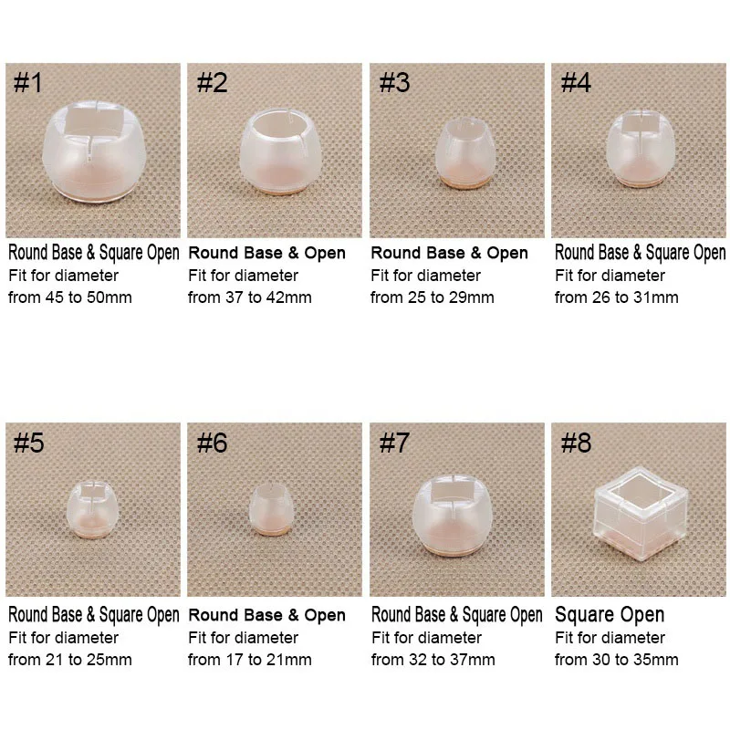 

Hot 10pcs Silicone Rectangle Square Round Chair Leg Caps Feet Pads Furniture Table Covers Wood Floor Protectors FQ-ing
