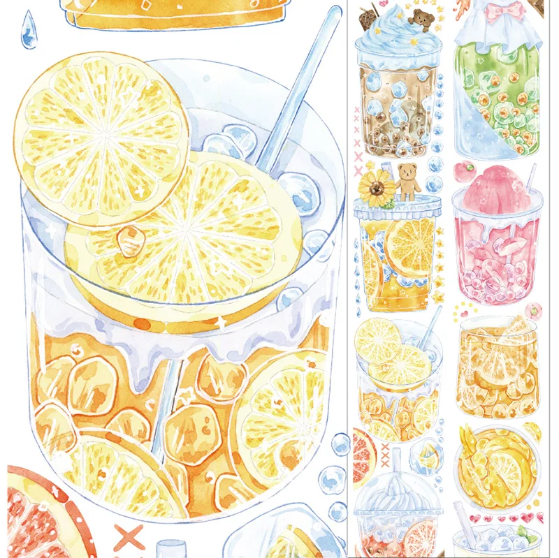 

Happy ICE Fruit Drinking PET Special Oil Washi Tapes Journal Masking Tape Adhesive Tape DIY Scrapbooking Washi Sticker