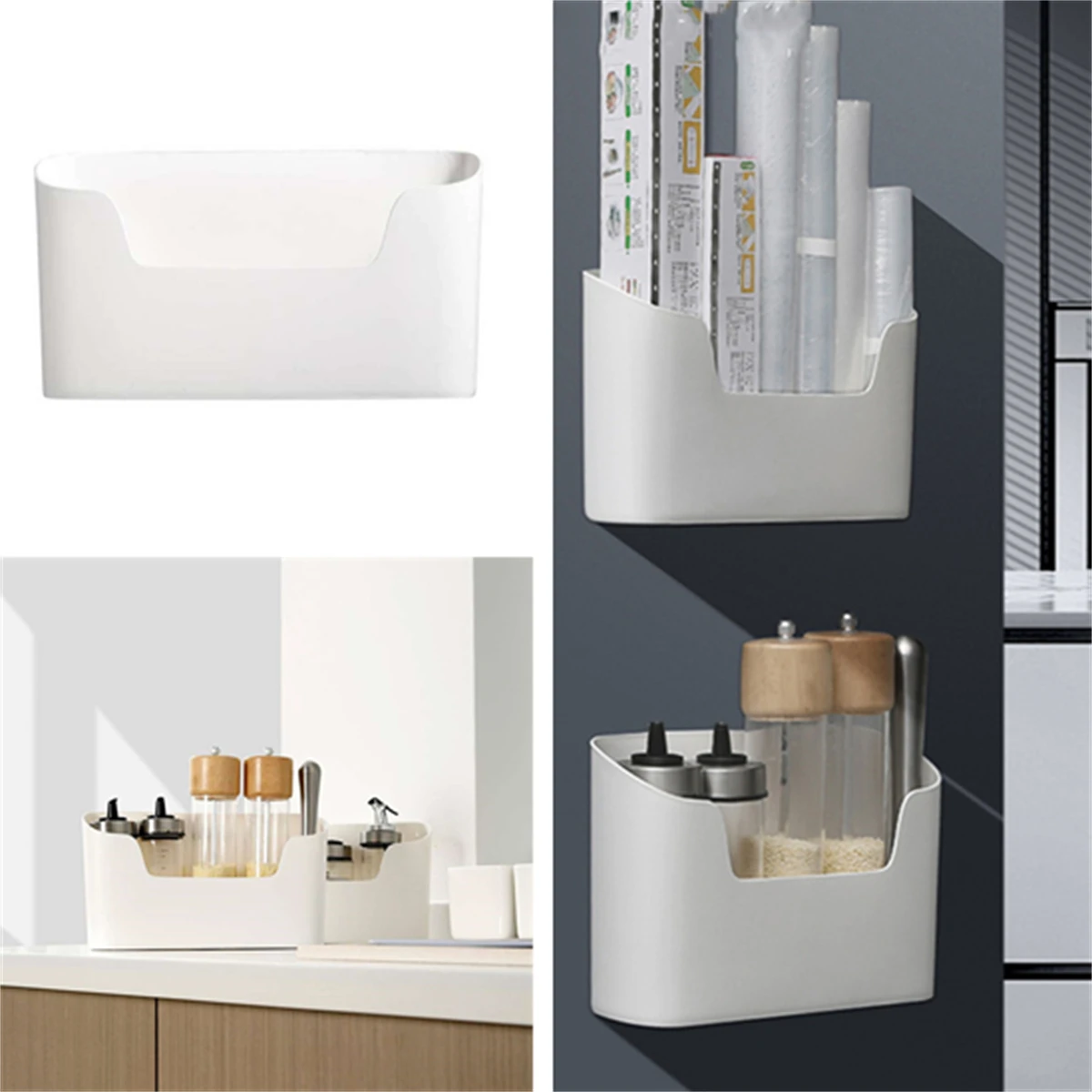 

Wall Mounted Self Adhesive Storage Box Bathroom Kitchen Rack Organizer Holder