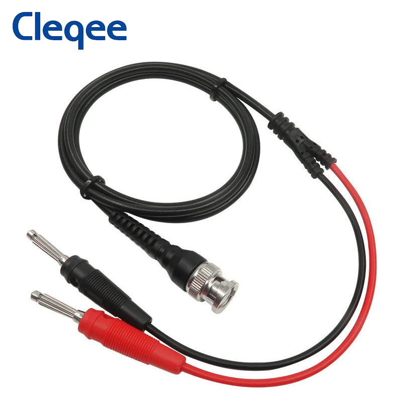 

Cleqee P1008A BNC штекер двойной 4 мм штабелируемый штекер типа «банан» тестовые провода зонд BNC кабель для генератора сигналов осциллографа 120 см
