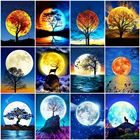 HUACAN картина по номеру Луна Пейзаж рисунок на холсте Ручная роспись подарок DIY картина по номеру дерево комплекты, украшение для дома