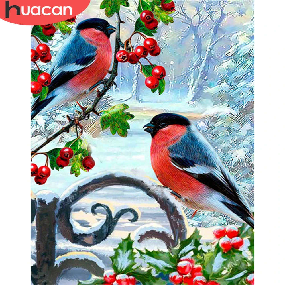 

HUACAN DIY Painting By Number Animals Bird Drawing On Canvas Wall Art Hand Painted Picture By Numbers Winter Home Decoration