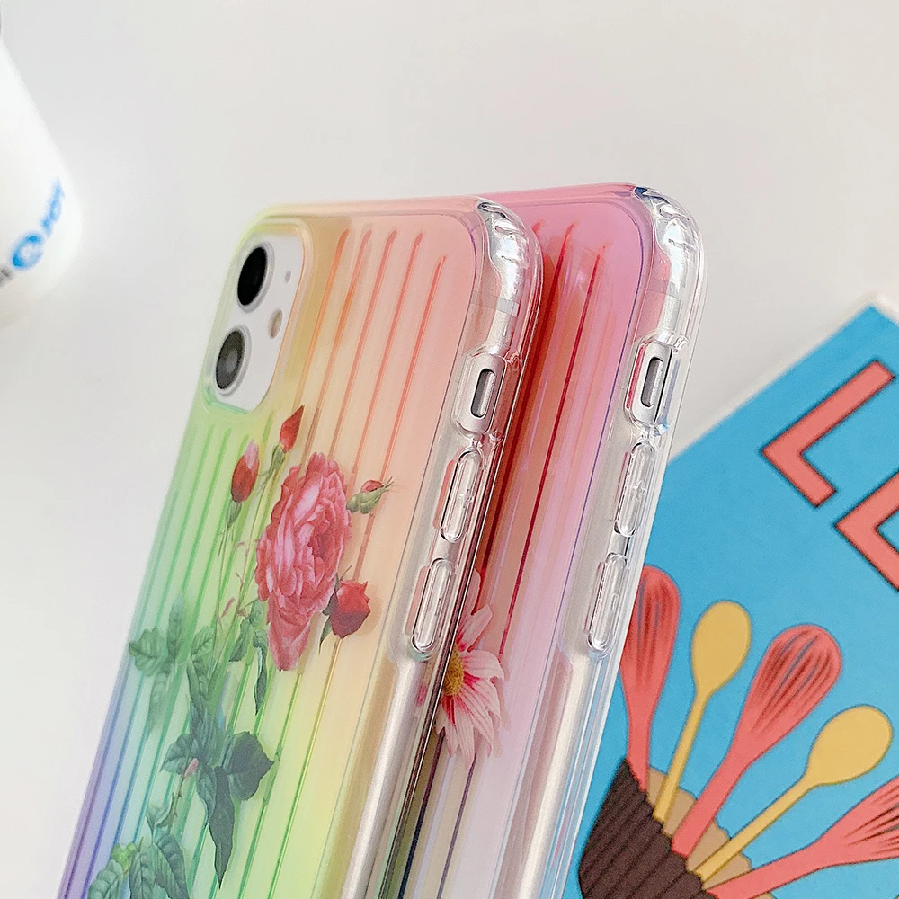 Чехол для телефона LOVECOM с лазерным градиентом цвета розы Лист iPhone 11 Pro Max XR X XS 7 8 Plus