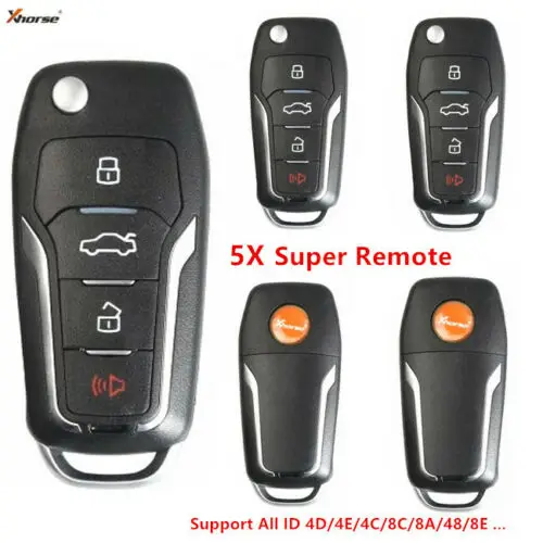 Keyecu 5 шт. * Xhorse (Supermodel Remote) 4 кнопки для VVDI Remote Key Tool Mini поддержка всех ID 4D 4E 4C 8C 8A 48