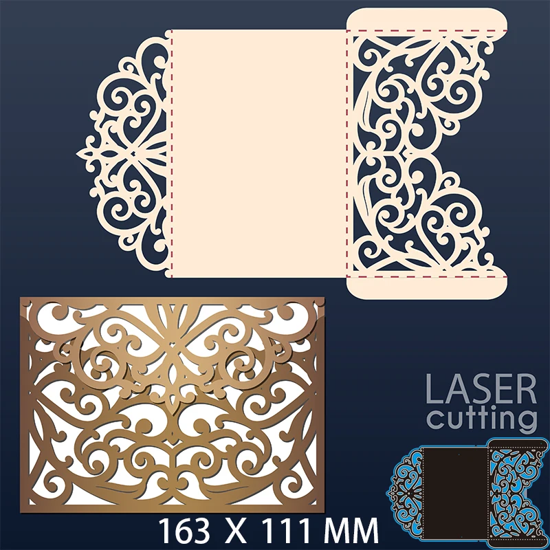 Metal Cutting Dies Hollow Flower Laser Card New Scrapbook Decoration Template Embossing DIY Paper Card Craft 163*111 mm