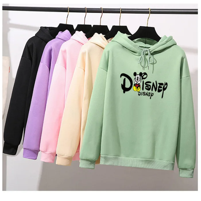 

Disney Women Female Hoodie Cartoon Mickey Sweatshirts Autumn Winter Fashion Oversize Ladies Pullovers Warm Thicken Hooded Clothe