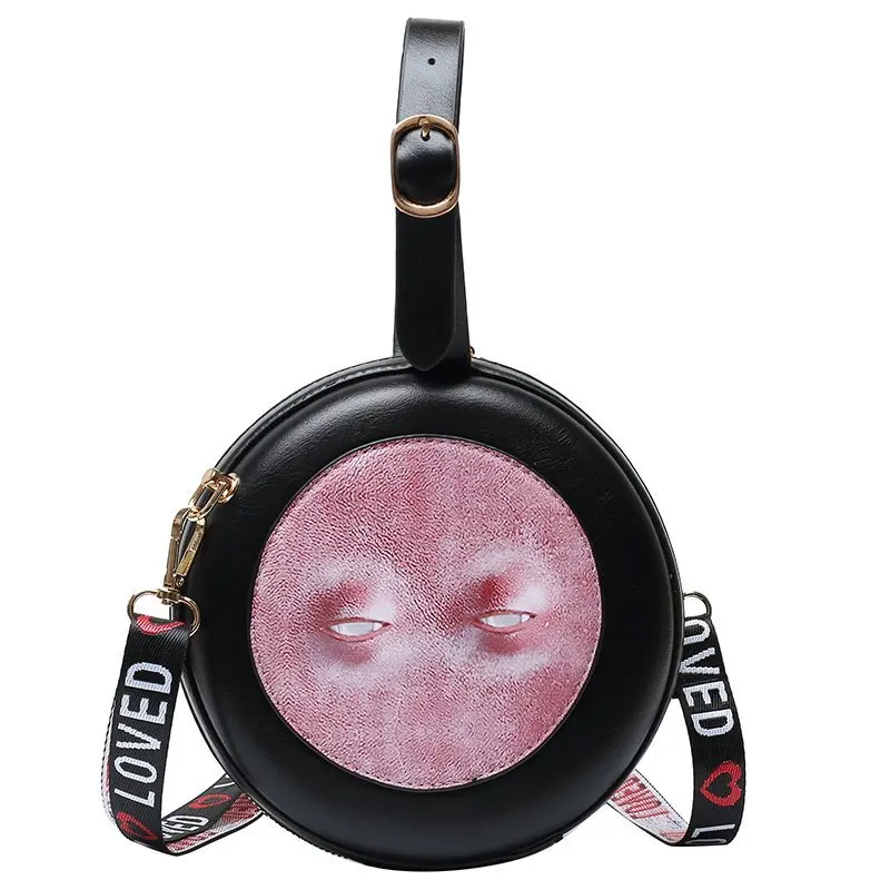 

Women's Lovely Shape Shoulder Handbag Funny Eyes Clutch Round Bag for Female Cute Heart Shaped Crossbody Purses and Handbags