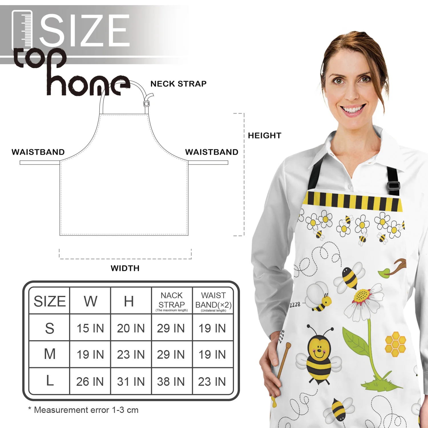 Кухонный Фартук Tophome с мультяшным принтом пчелы регулируемые фартуки без рукавов